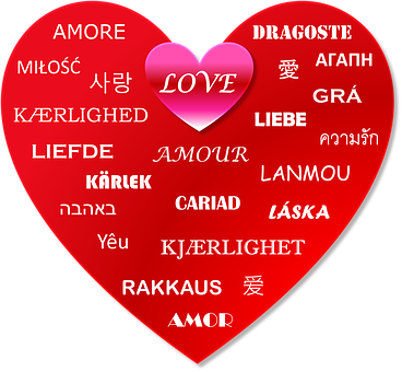 Multilingual Love Heart Graphic PNG