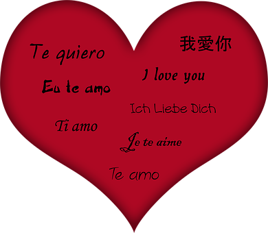 Multilingual Love Heart PNG