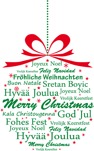 Multilingual Merry Christmas Graphic PNG
