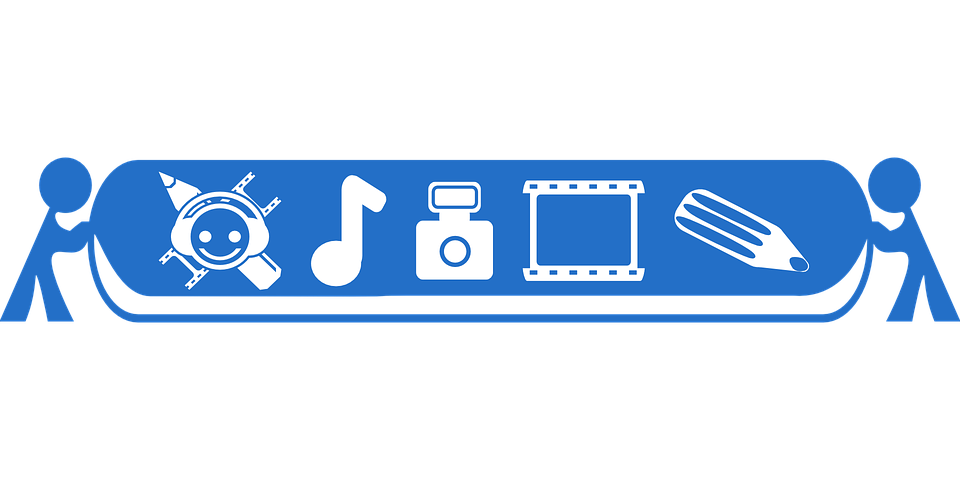 Multimedia Content Icons Banner PNG