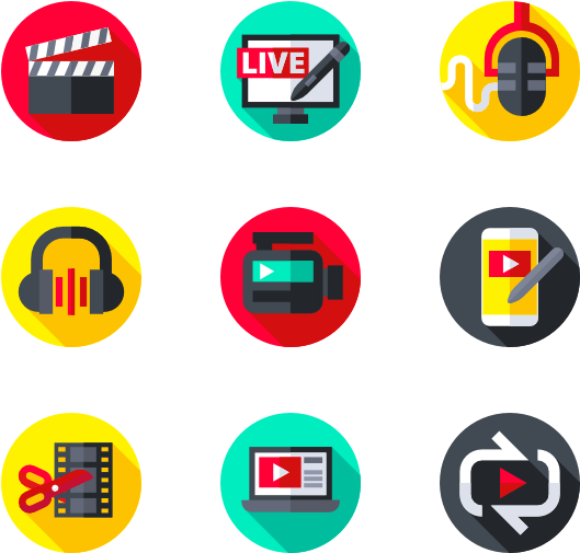 Multimedia Icons Set PNG