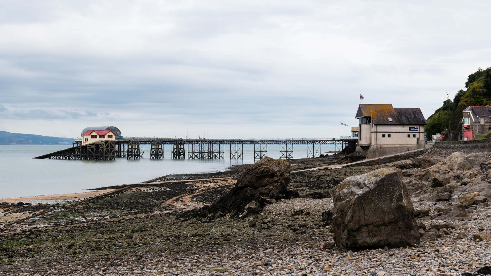 Mumbles Pier Garis Pantai Swansea Wallpaper