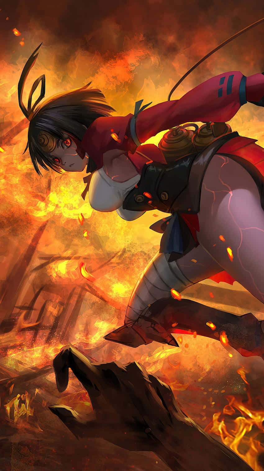 Mumei, The Heroine Of Kabaneri Of The Iron Fortress In Action Wallpaper