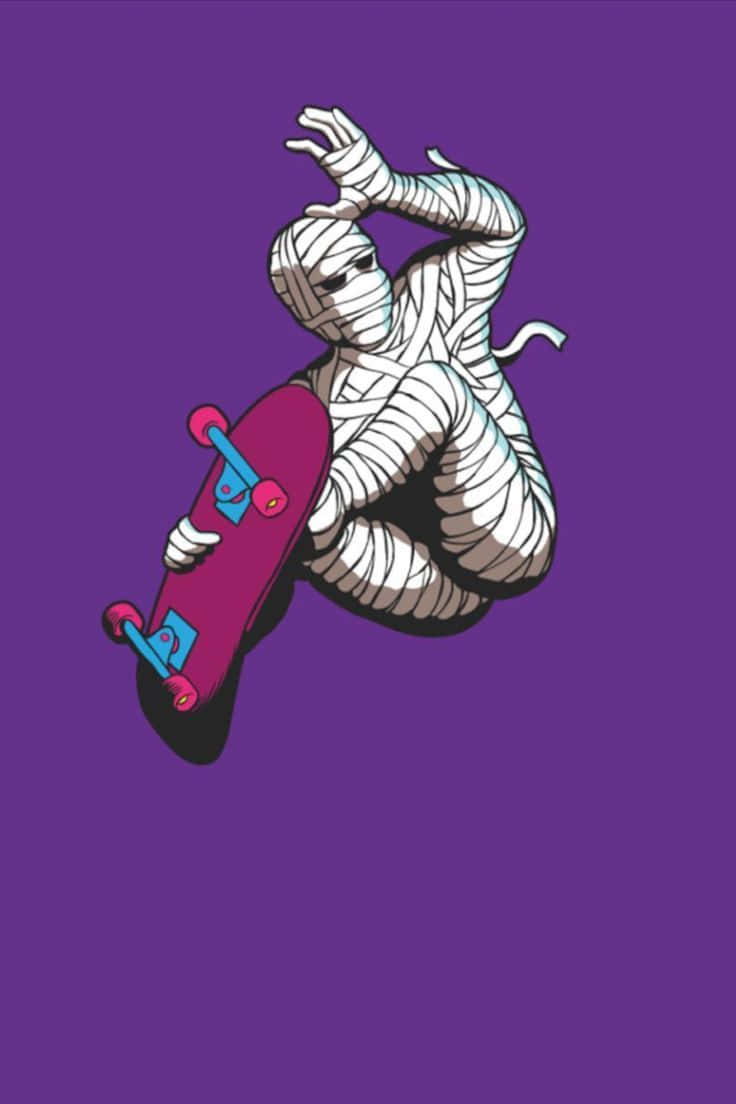 Mummy Skater_ Trippy Aesthetic.png Wallpaper