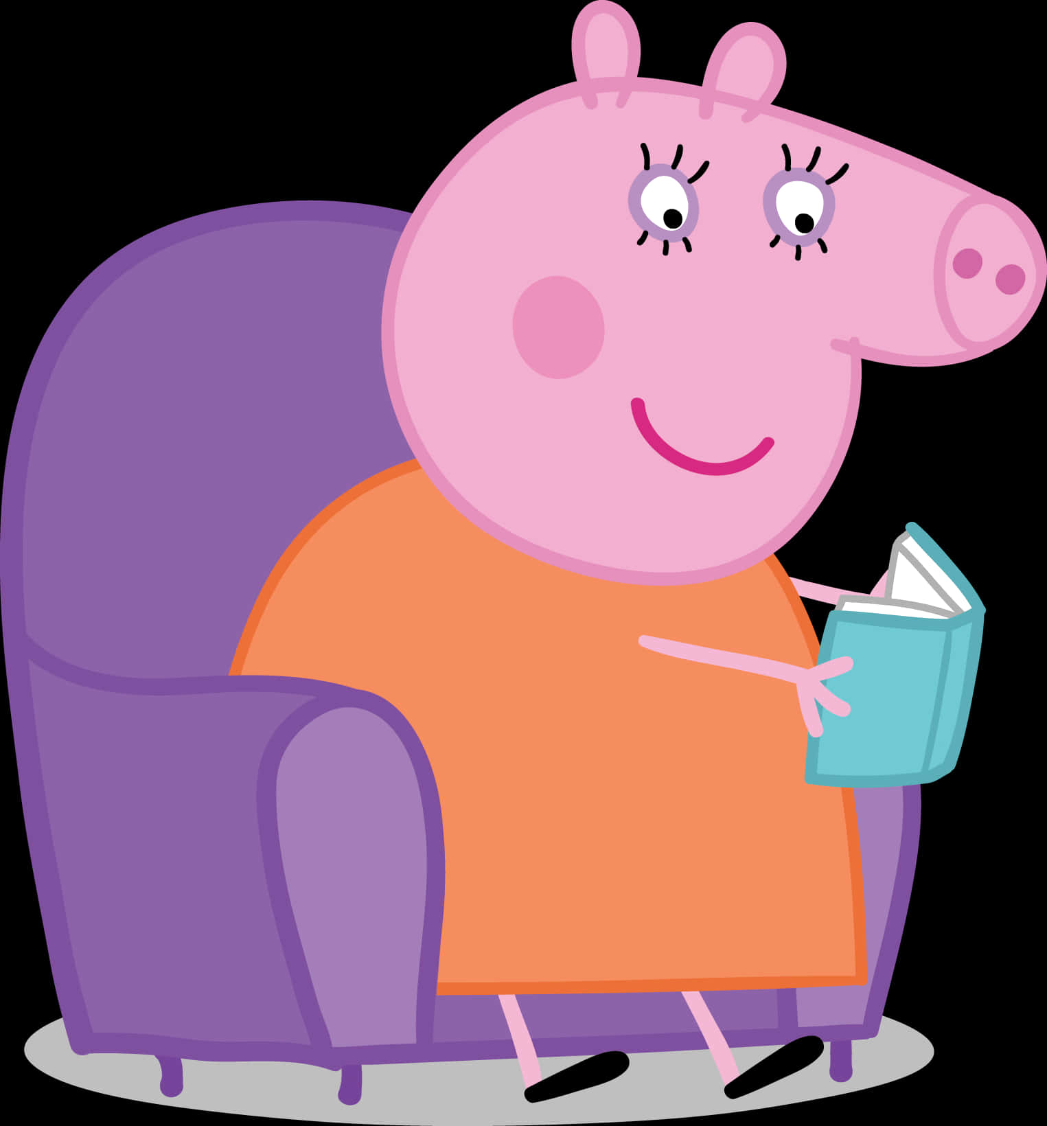 Mummy_ Pig_ Reading_in_ Chair PNG