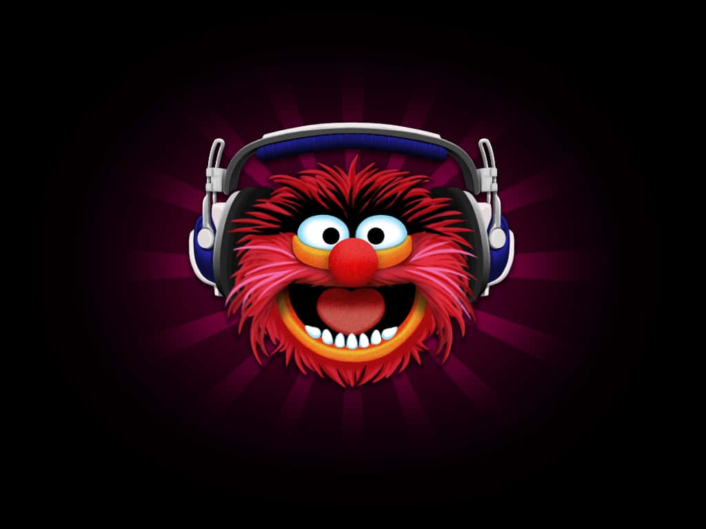 Muppet With Headphoneson Purple Background Wallpaper