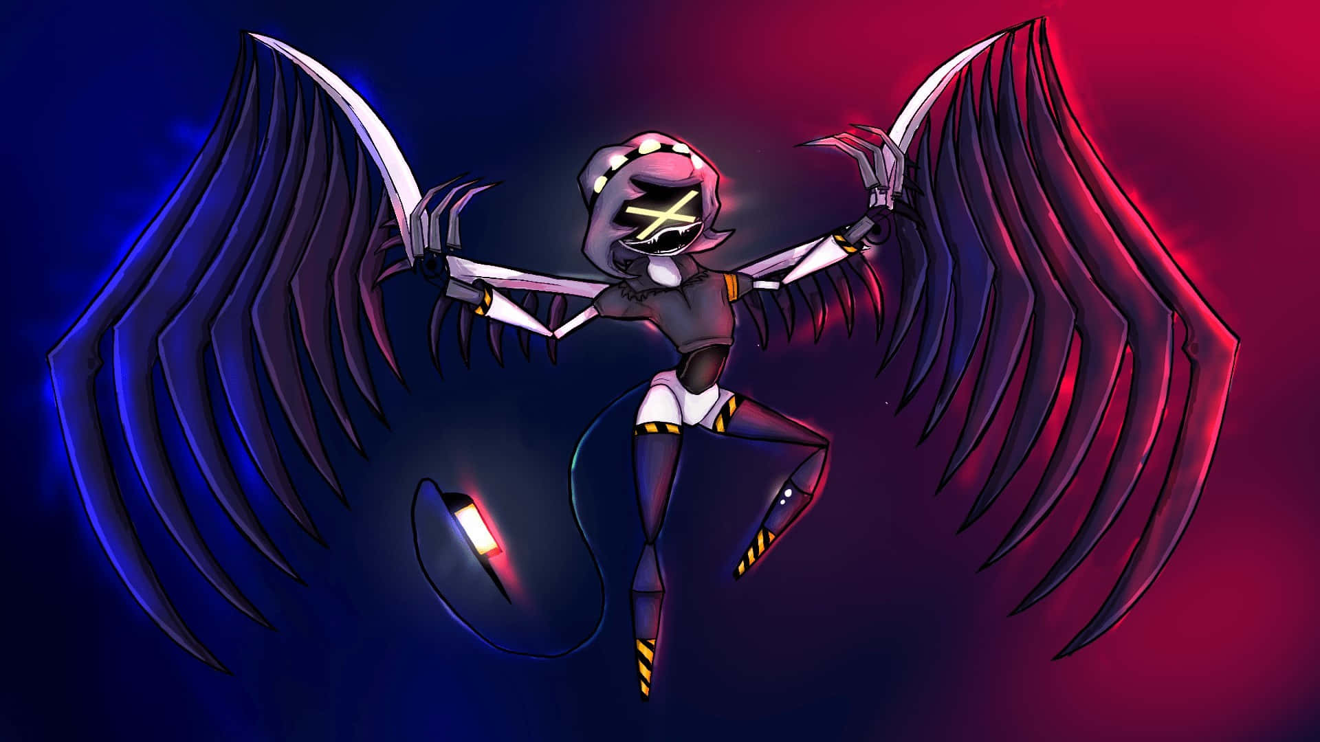 Murder Drone With Scytheand Wings Wallpaper