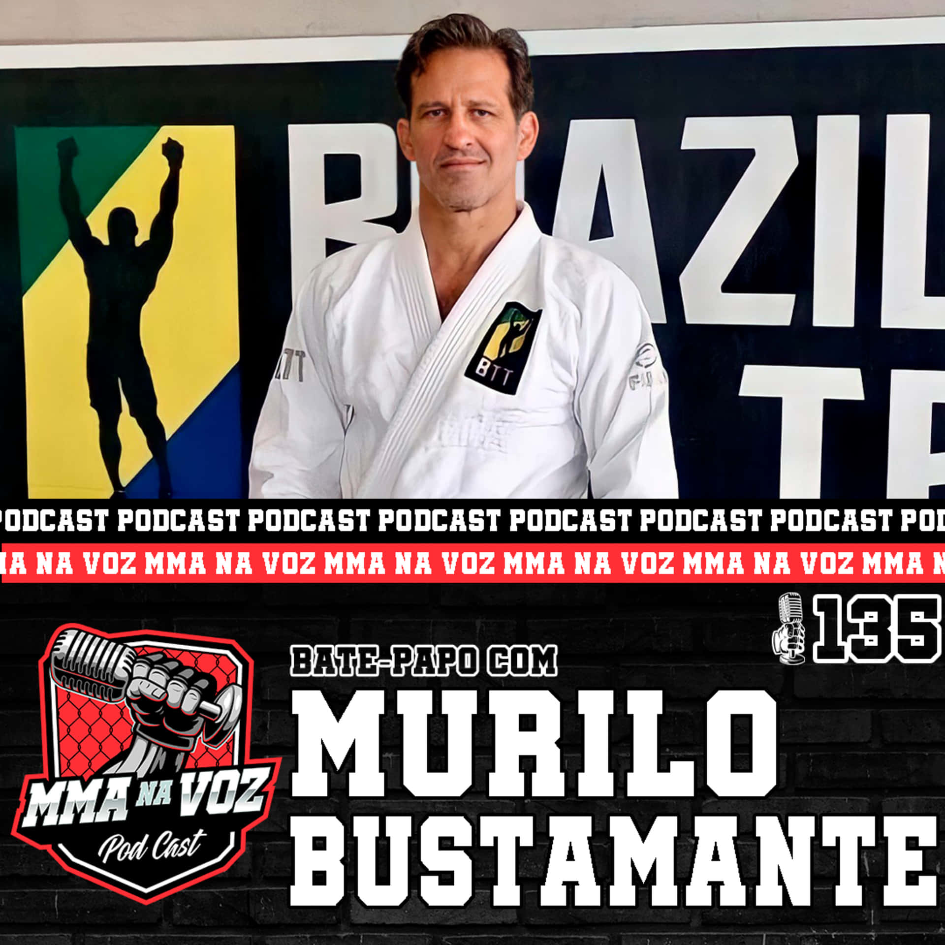 Pósterdel Podcast De Murilo Bustamante, Luchador Brasileño De Mma. Fondo de pantalla