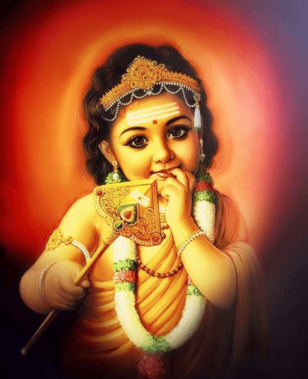 A Young Lord Krishna In A Golden Dress