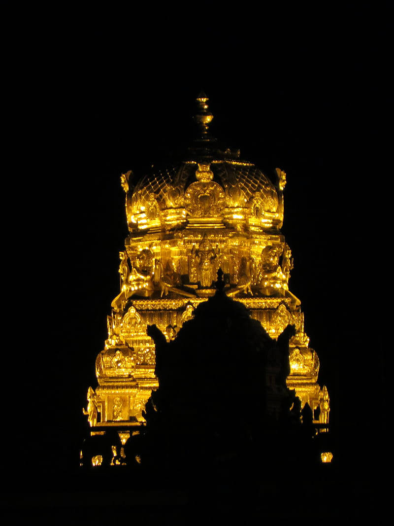 Siluetadel Shikhara Del Templo De Murugan Fondo de pantalla