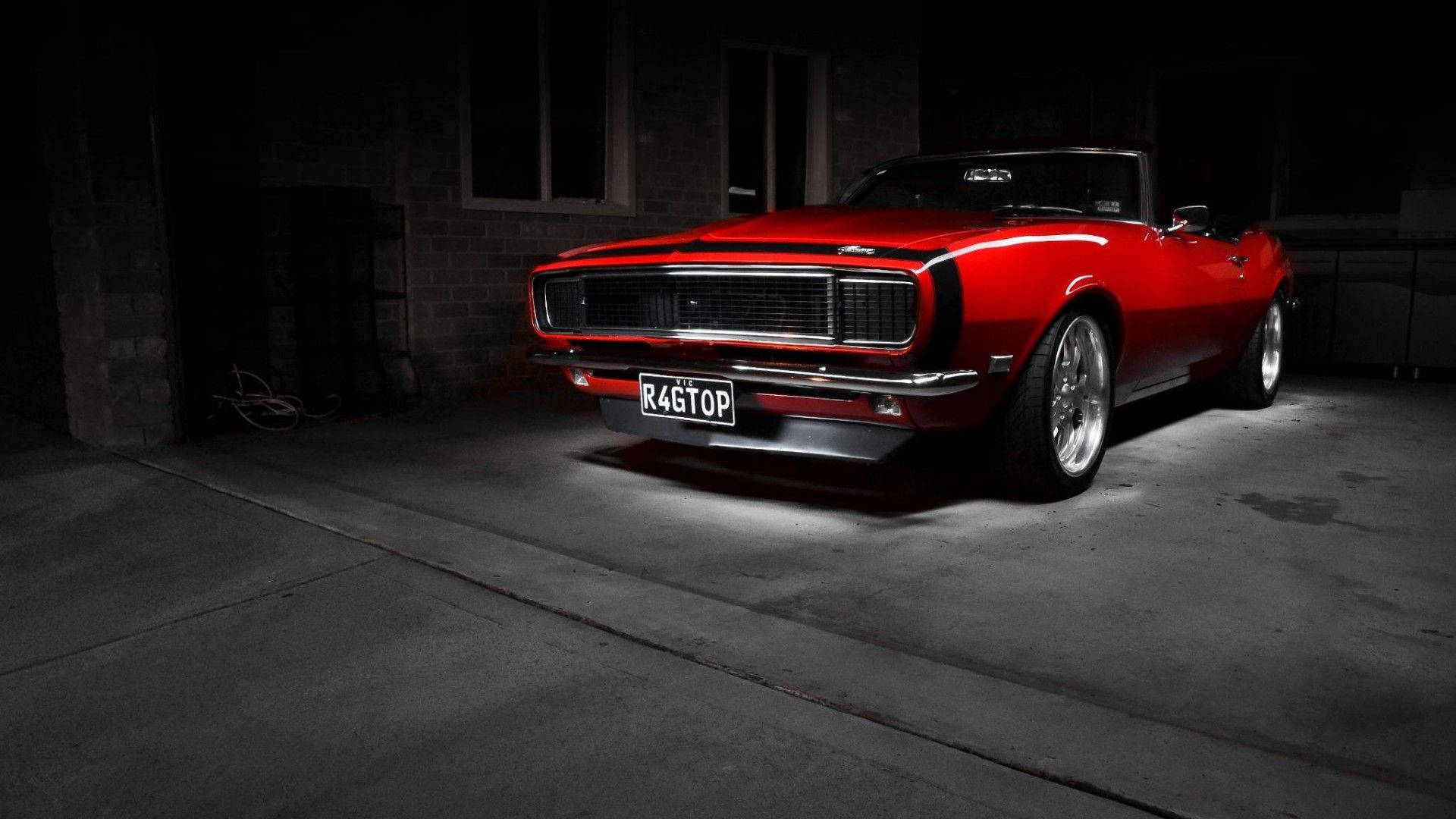 Muscle Car Bright Red Color Wallpaper
