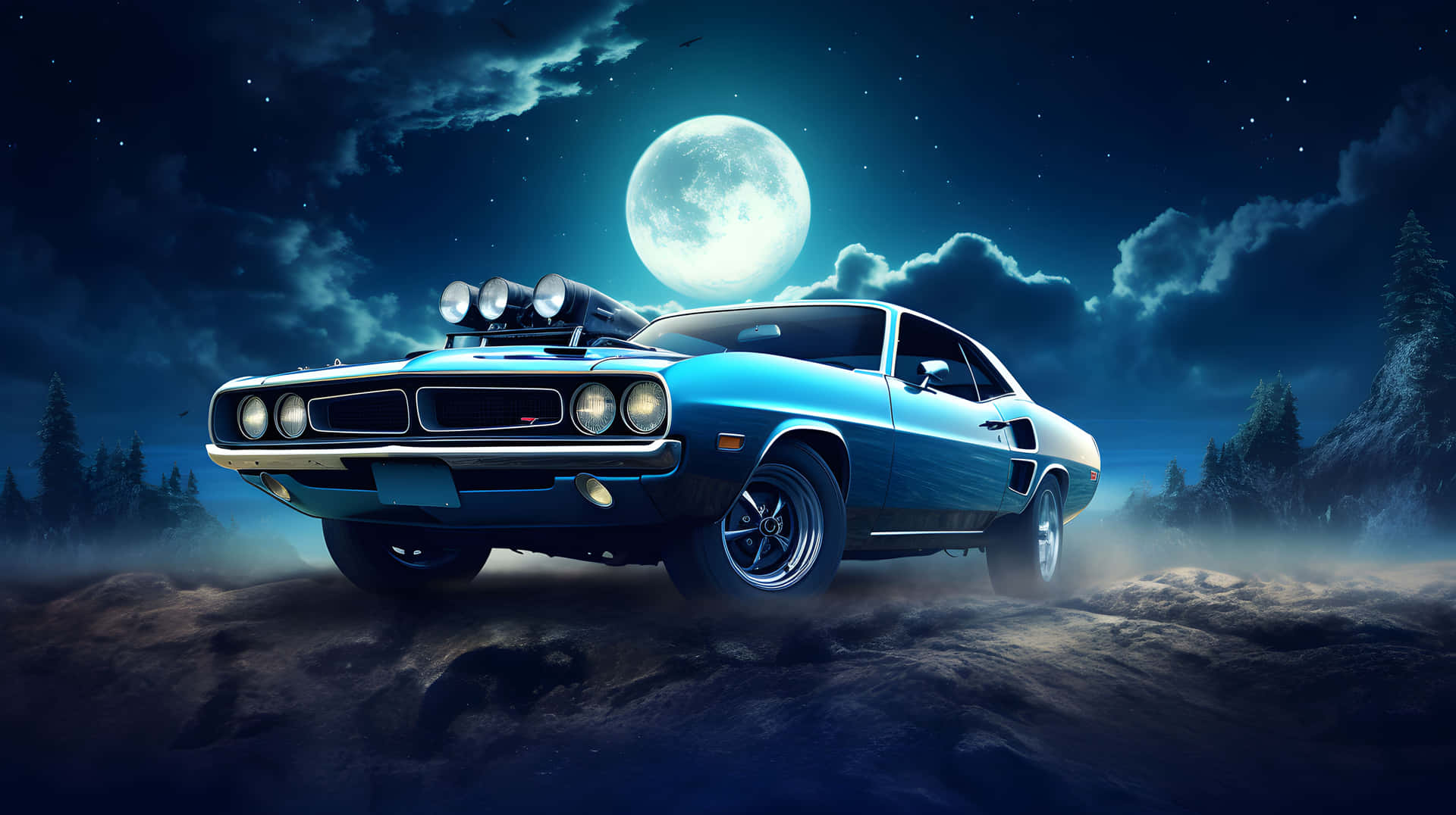 Muscle Car Moonlight Drive.jpg Wallpaper