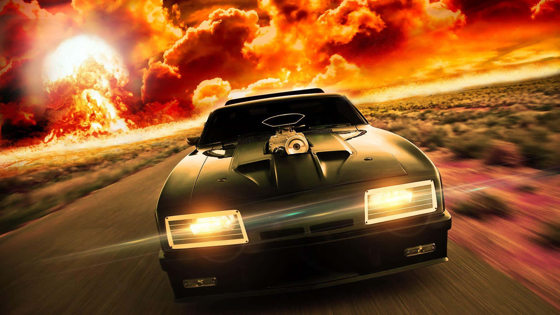 Muscle_ Car_ Speeding_ Away_ From_ Explosion.jpg Wallpaper
