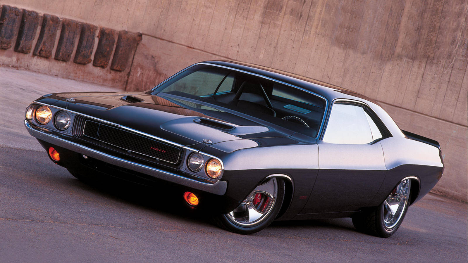 Muscle Car With Headlights On Wallpaper