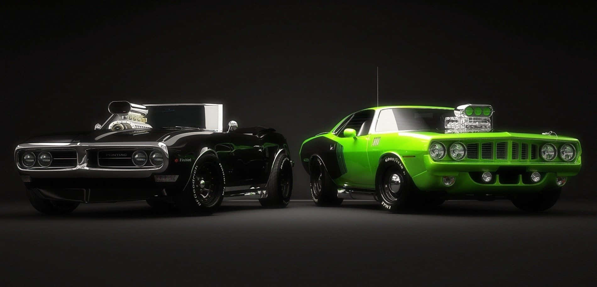 Two Toy Cars In Black And Green