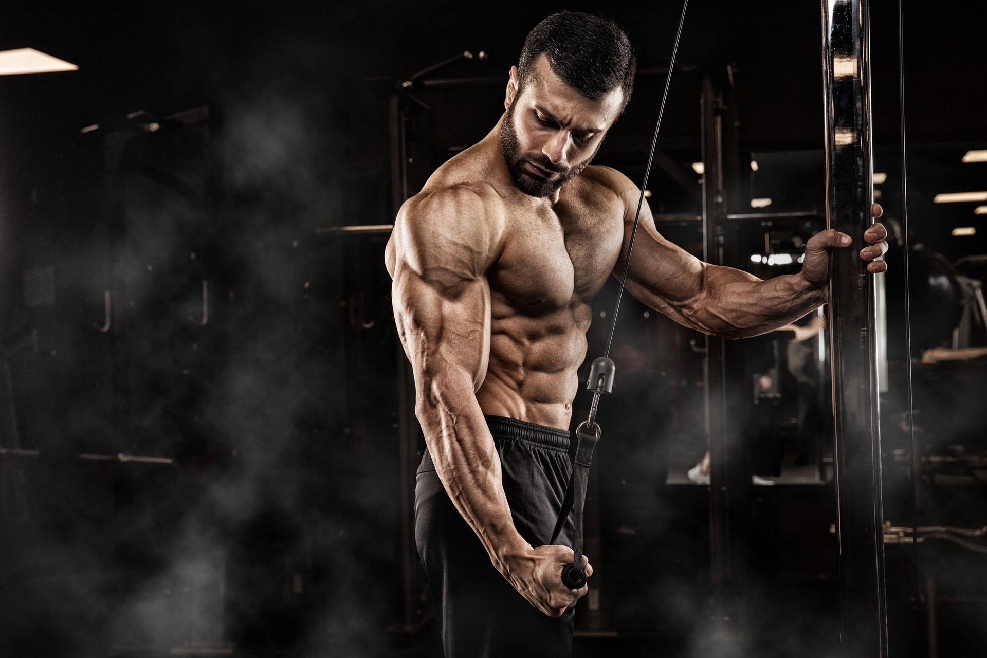 Muscle Man Single-arm Tricep Pushdown Wallpaper