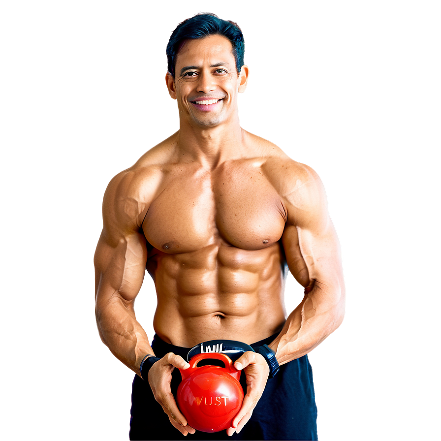 Muscle Man With Kettlebell Png 06252024 PNG