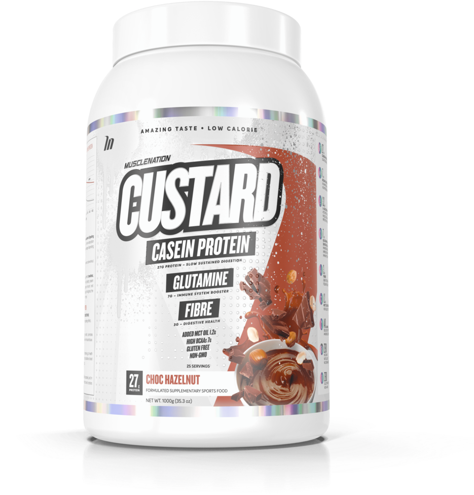 Muscle Nation Custard Casein Protein Choc Hazelnut PNG