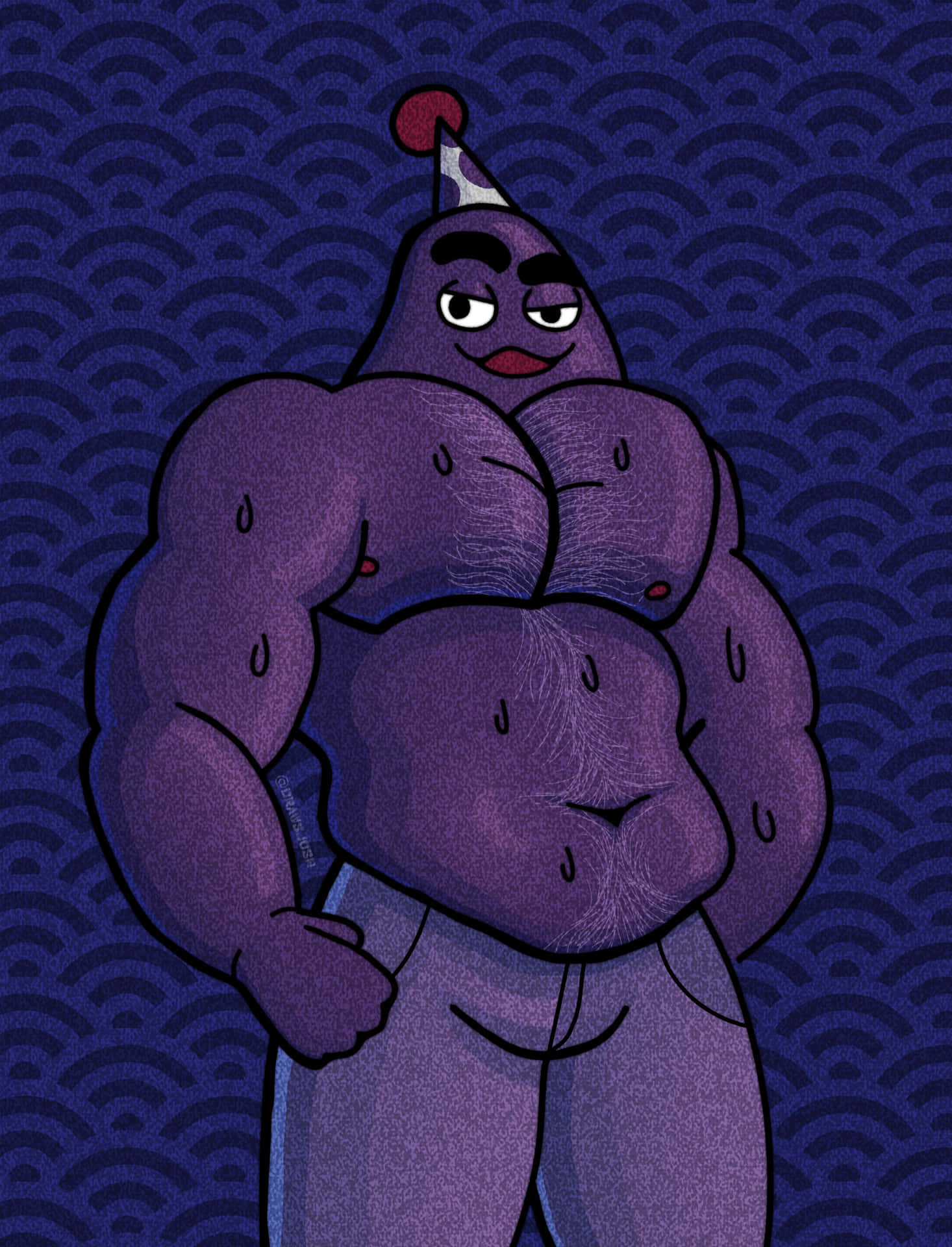 Muscled_ Animated_ Character_with_ Party_ Hat Wallpaper