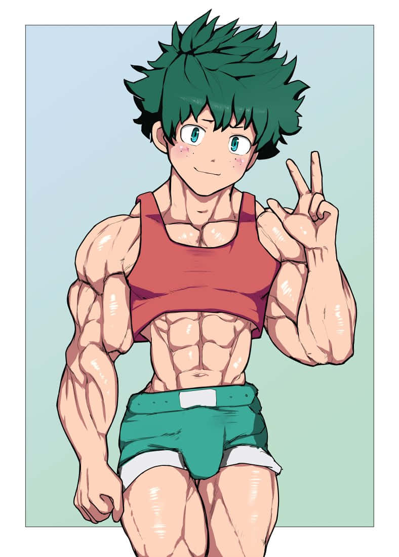 Muscled Anime Character Peace Sign Wallpaper