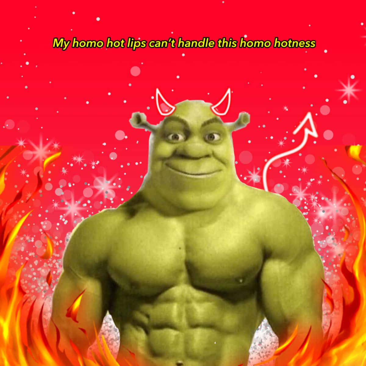 Muscled_ Shrek_with_ Devil_ Horns Wallpaper