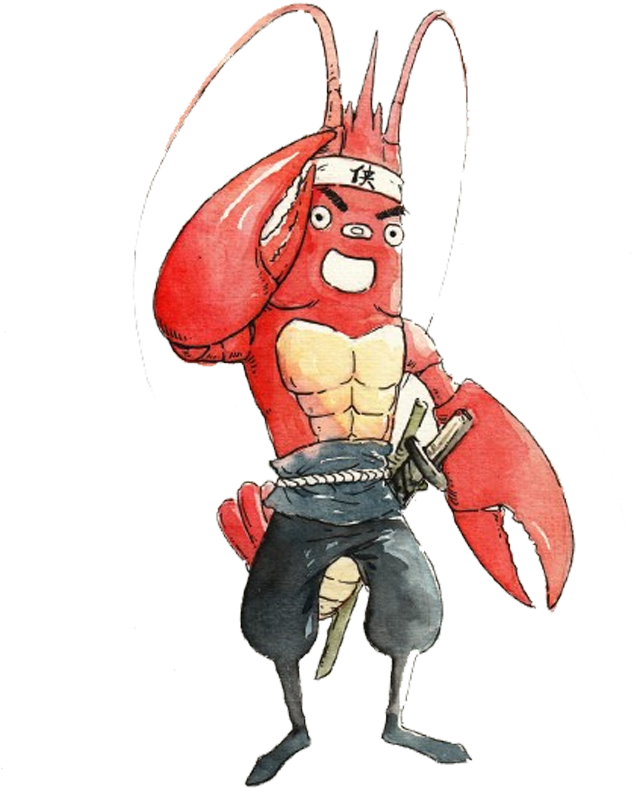 Muscled Shrimp Cartoon Character PNG