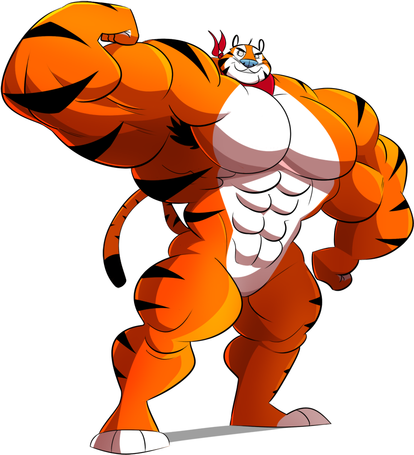 Muscled_ Animated_ Tiger_ Character PNG