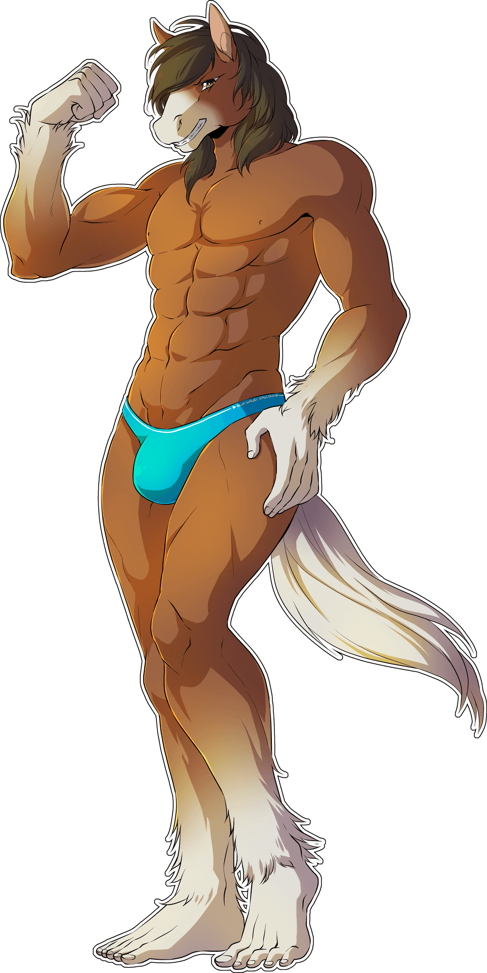 Muscled_ Anthro_ Horse_ Character PNG