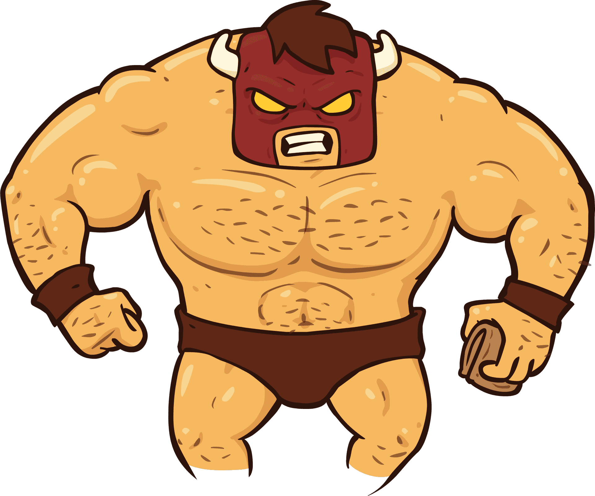 Muscled_ Bison_ Character_ Illustration PNG