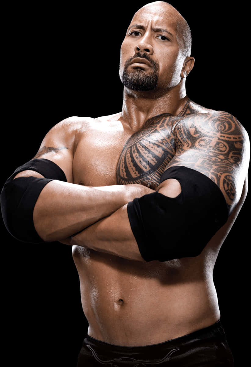 Muscled_ Tattooed_ Entertainer_ Portrait PNG