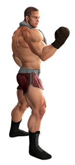 Muscular Animated Character Pose PNG