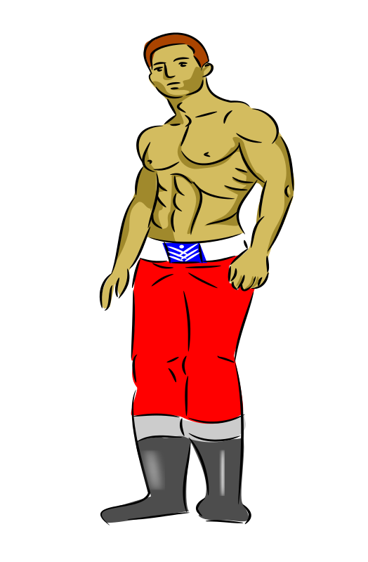 Muscular Anime Character Red Shorts PNG