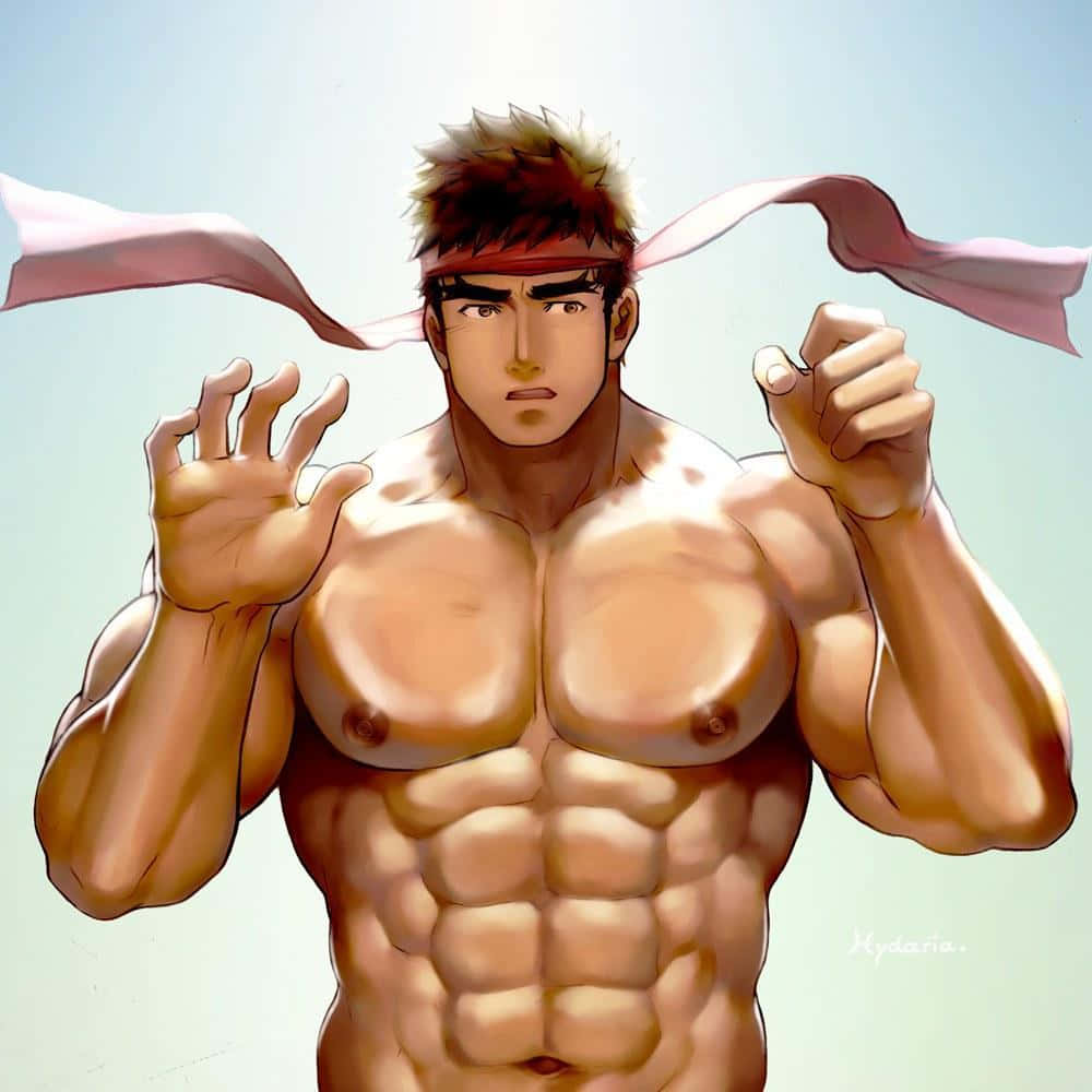 Muscular Anime Characterwith Headband Wallpaper