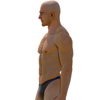 Muscular Bald Man Profile View PNG