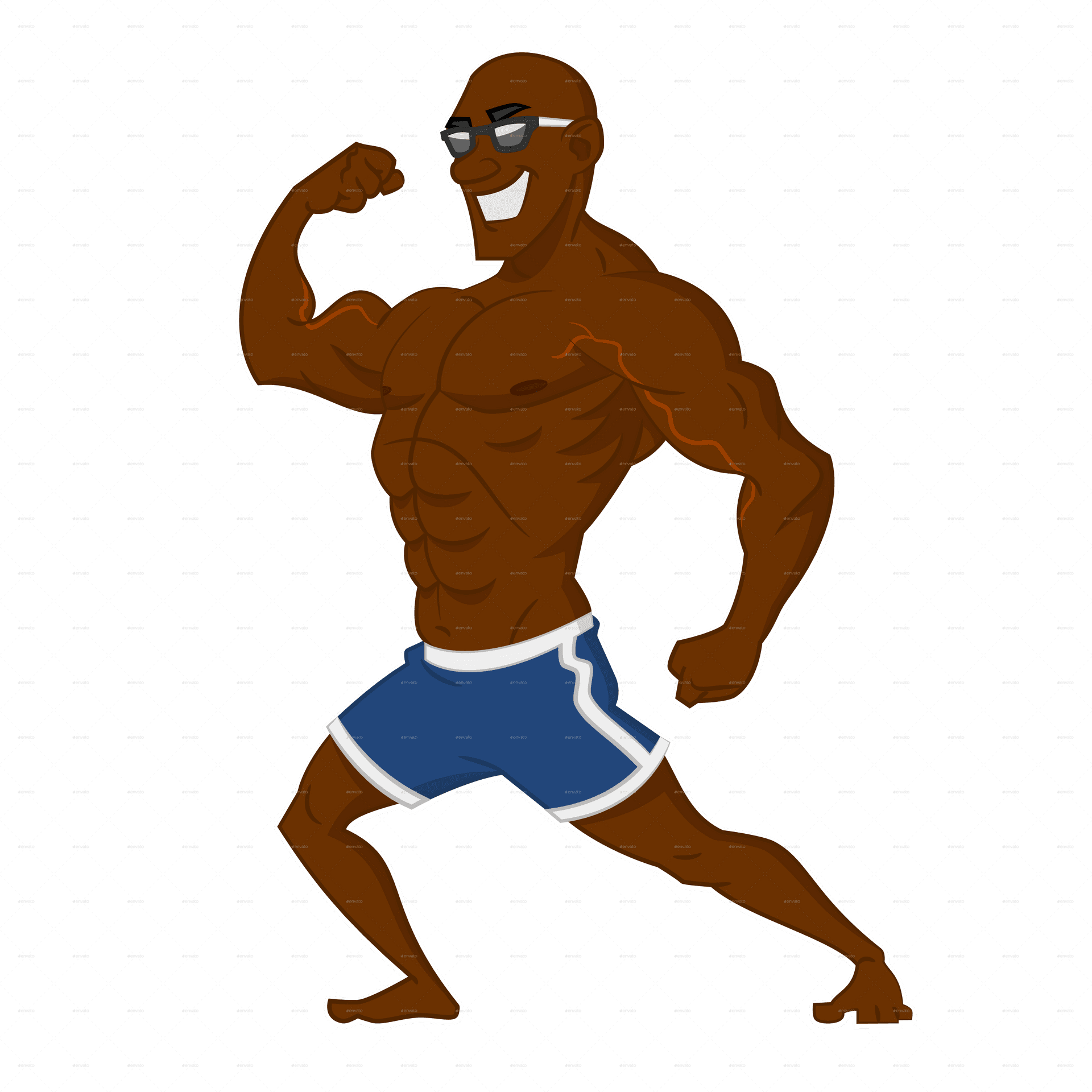 Muscular Cartoon Character Flexing.png PNG