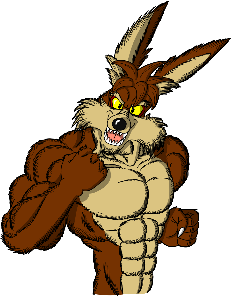 Muscular Cartoon Coyote Illustration PNG