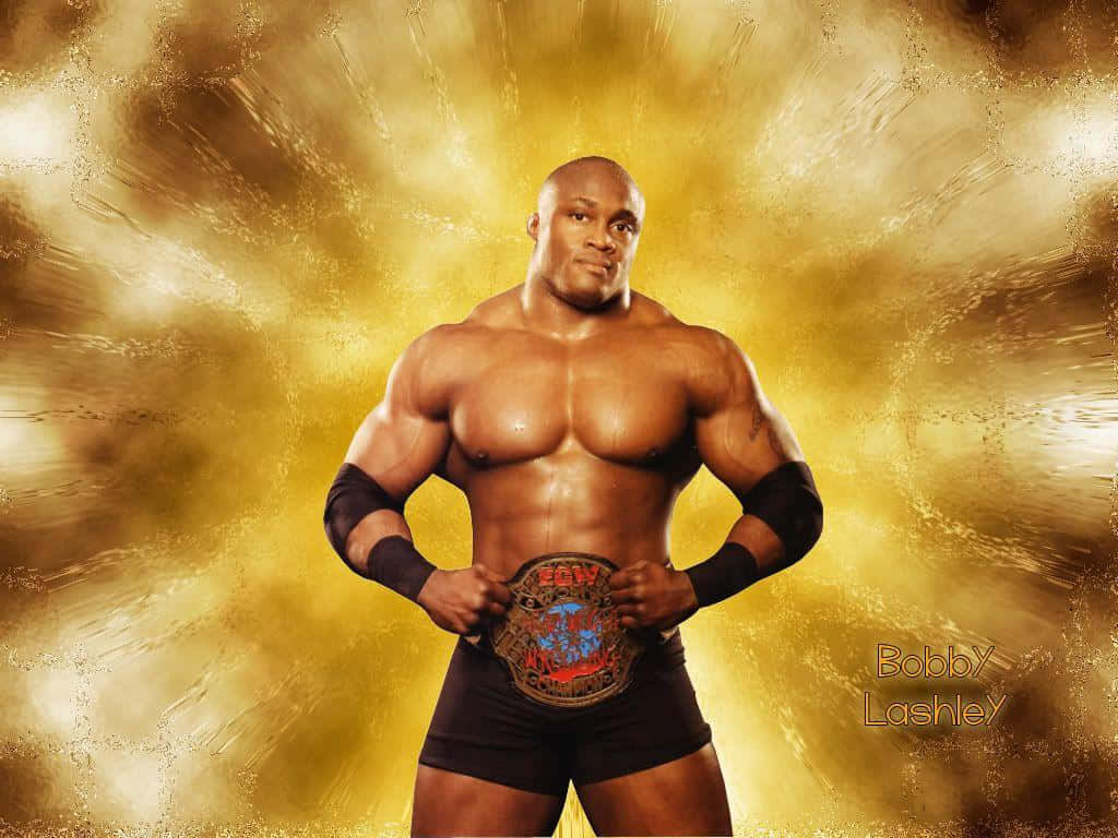 Muscular Figure Bobby Lashley Demonstrating His Athletic Prowess In The Wrestling Ring Wallpaper