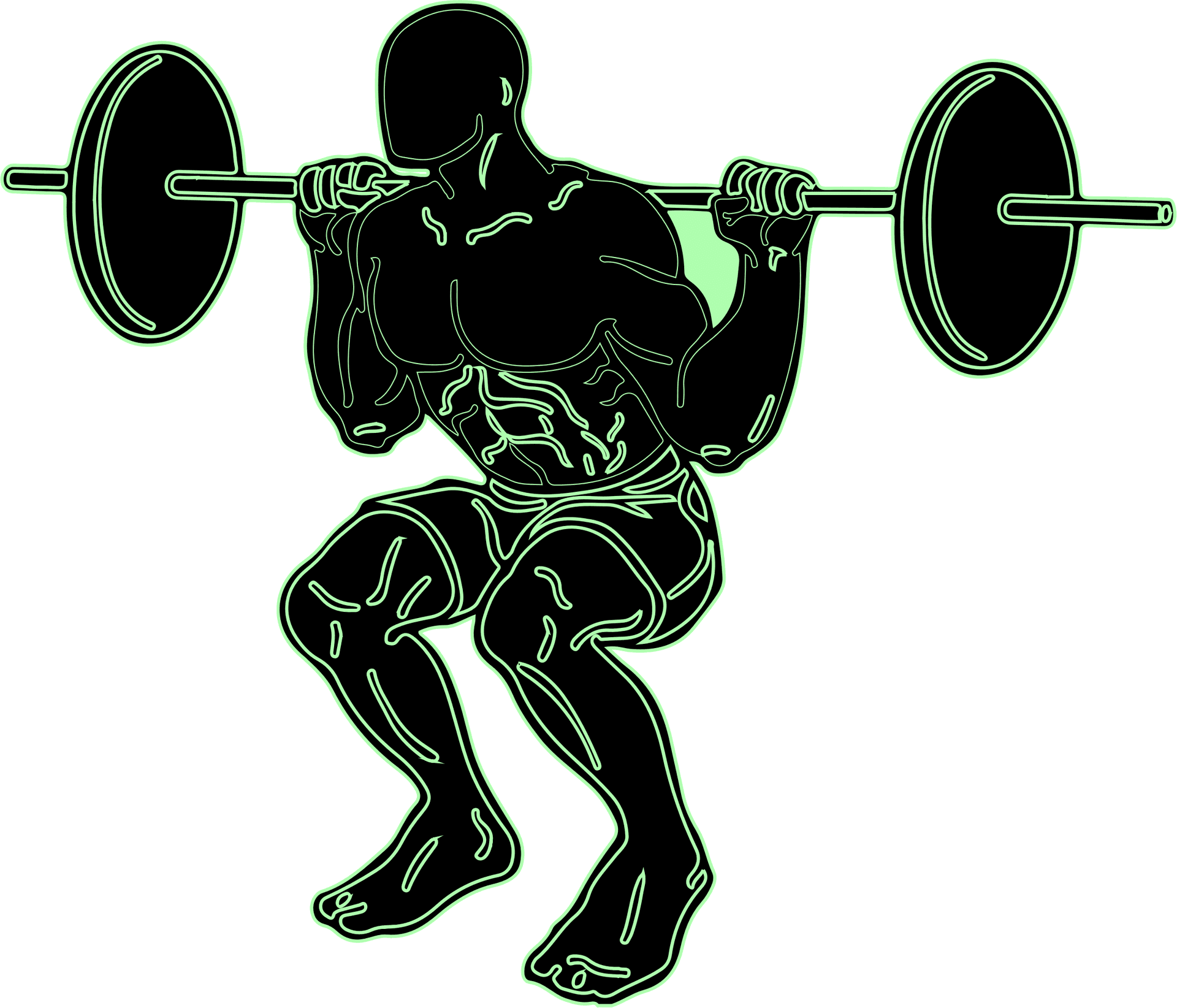 Muscular Figure Performing Barbell Squat PNG