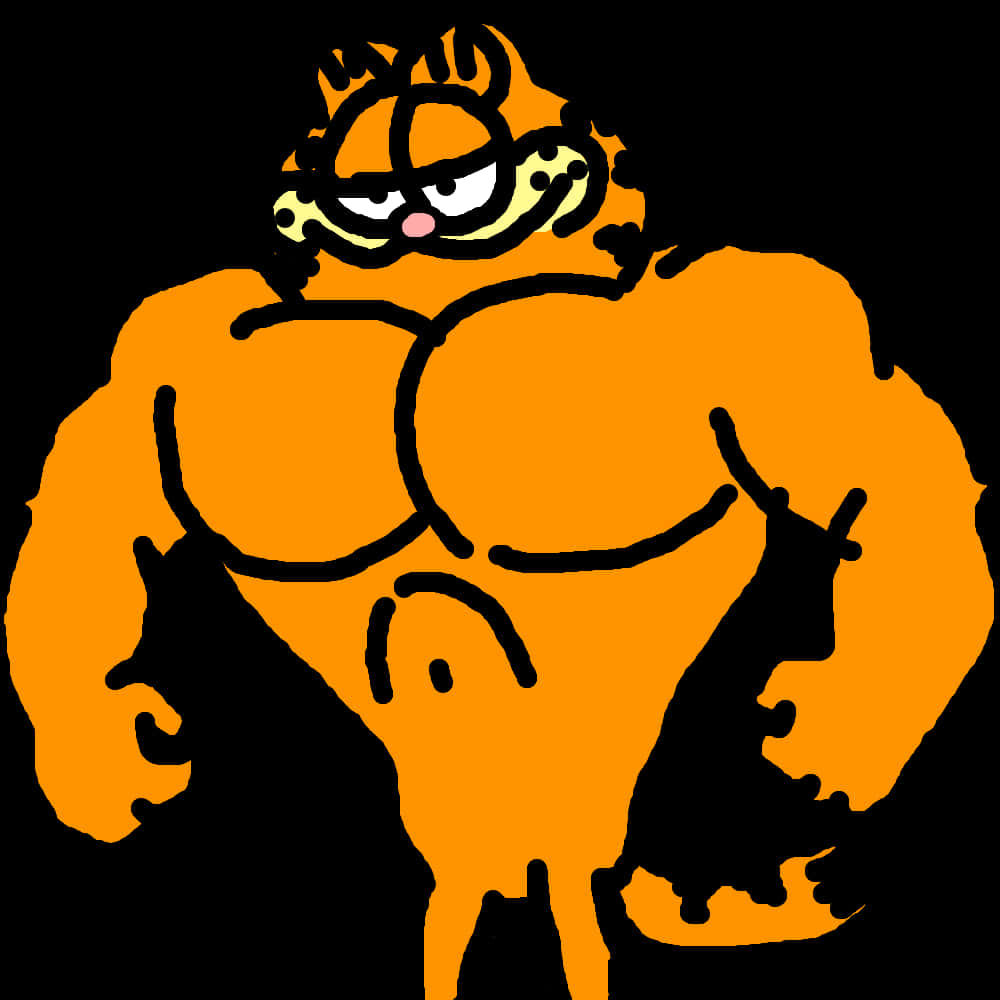 Muscular Garfield Cartoon Character PNG