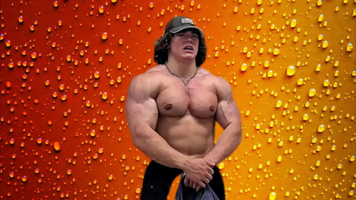 Muscular Man Against Orange Backdrop Wallpaper