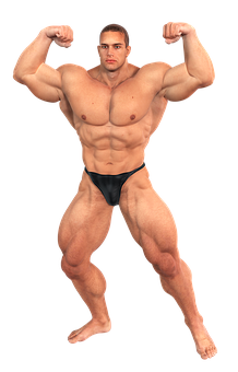 Muscular Man Flexing Pose PNG