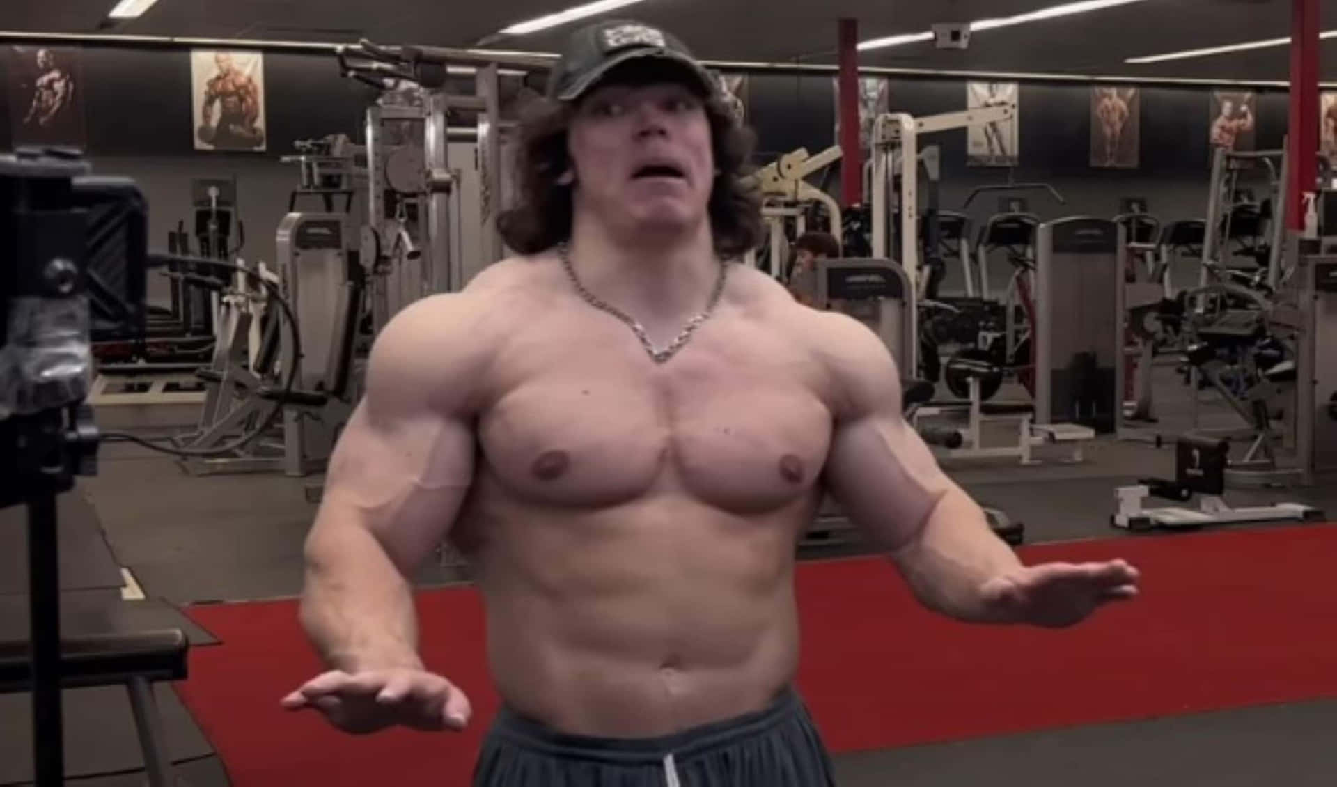 Muscular Man Gym Workout Expression Wallpaper