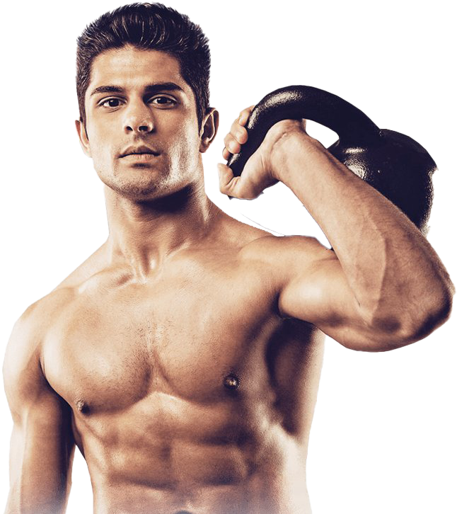 Muscular Man Holding Kettlebell PNG