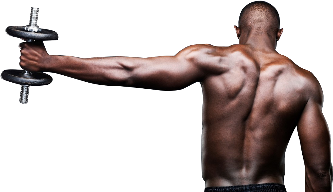 Muscular Man Performing Dumbbell Curls PNG