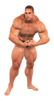 Muscular Man Posing Isolated PNG