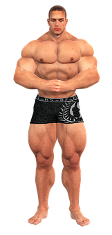 Muscular Man Posingin Black Shorts PNG