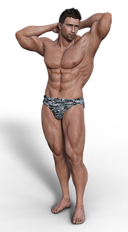 Muscular Man Posingin Swimwear PNG
