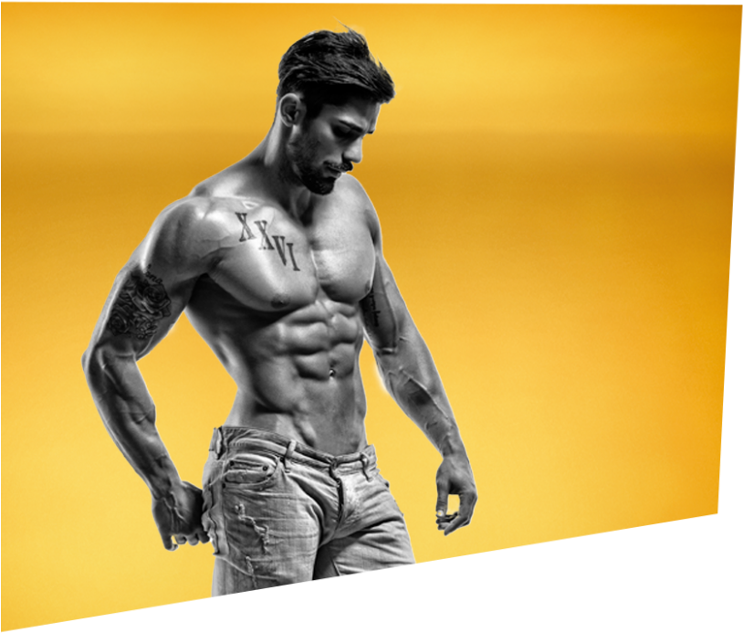 Muscular Man Showcasing Physique PNG