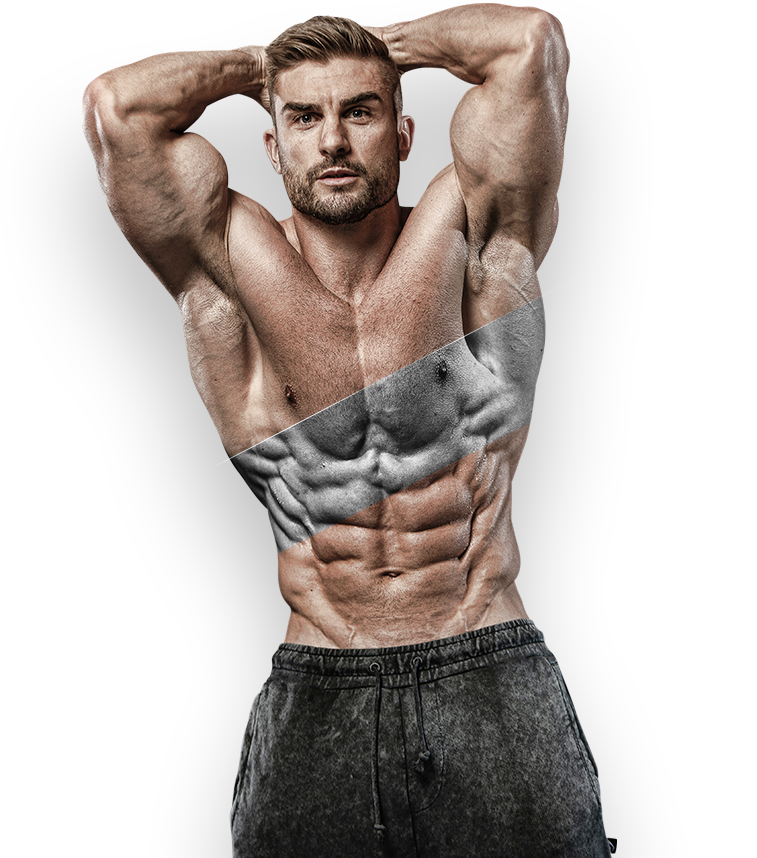 Muscular Man Showing Abs PNG