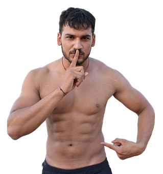 Muscular Man Silencing Gesture PNG